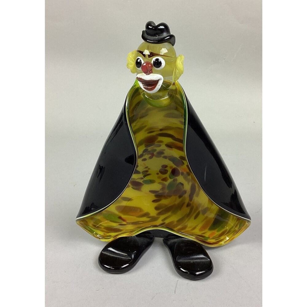 Vintage Hand Blown Glass Clown Ashtray, Candy Dish or Figurine- Rare Collectible